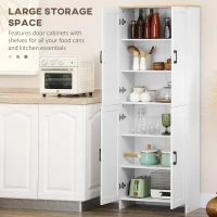 HOMCOM 67" 4-Door Kitchen Pantry Cabinet, Freestanding Storage Cabinet Cupboard with Adjustable Shelves, White(m-4)