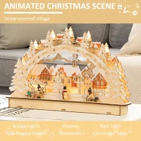 HOMCOM Christmas Village House Decoration, Pre-Lit Winter Wonderland with 12 Battery Operated LED Lights, Indoor Room Décor Collection(m-4)