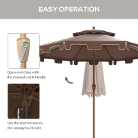 Outsunny 8.8' Patio Umbrella with Push Button Tilt and Crank, Brown(m-5)