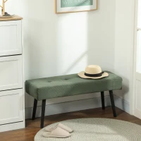 HOMCOM 39" Upholstered Ottoman Bench, Corduroy Entryway Bedroom Bench with Padded Seat and Steel Legs for Bedroom, Green(m-1)