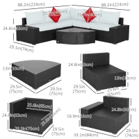 Outdoor Wicker Sectional Sofa Set - Cushioned Patio Set with Quarter Round Coffee Table(m-3)