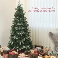 HOMCOM 6ft Flocked Christmas Tree, Artificial Christmas Tree with 850 Branch Tips, Metal Base, Automatic Open, Green(m-4)