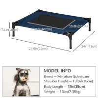 PawHut Elevated Dog Bed, Raised Dog Cot for M Sized Dogs, Indoor & Outdoor, 30" x 24" x 7", Blue(m-3)