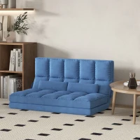 HOMCOM Recliner Sofa, Convertible Floor Sofa Chair with 2 Pillows, Adjustable Backrest and Headrest, Blue(m-10)