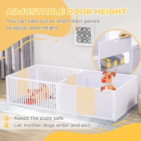 PawHut Whelping Box for Dogs Built for Mother's Comfort, Dog Whelping Pen with Removable Doors, Puppy Playpen for Indoors, Newborn Puppy Supplies & Essentials, 81" x 39" x 20", White(m-4)