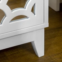 HOMCOM Modern Bedside Table, Side End Table with Drawers and Front Mirror, 15.4"x14.4"x23.6", White(m-7)