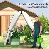 Outsunny Tunnel Hoop House Greenhouse with Sandbags and Hemmed PE Cover, 2 Doors and Screen Windows, 6' x 6' x 6.6', White(m-7)