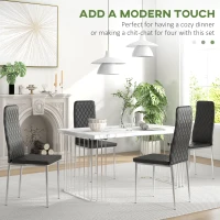 HOMCOM Kitchen Chairs Set of 4, Dining Chairs w/ Faux Leather Upholstery and Steel Legs for Living Room, Dining Room, Black(m-4)