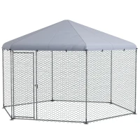 PawHut Chicken Coop with Cover for Outdoor Backyard, Chicken Run for 10-15 Chickens, Rabbits, Ducks, 13.1' x 11.4'(m-2)