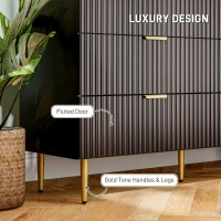 HOMCOM Modern Chest of Drawers 6 Drawer Dresser for Bedroom with Gold Legs and Handles, Black(m-5)