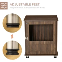 PawHut Dog Crate Furniture, Wooden End Table Furniture with Lockable Magnetic Doors, Small Size Pet Kennel Indoor Animal Cage, Brown(m-6)