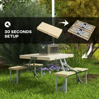 Outsunny Aluminum Frame Folding Picnic Table, Portable Camping Table and Chairs Set with Umbrella Hole(m-4)