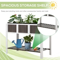 Outsunny 47" x 23" Raised Garden Bed w/ Storage Shelf, 2 Tiers Elevated Planter Box with Legs for Vegetables, Flowers and Herbs Backyard, Patio, Balcony(m-4)