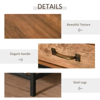 HOMCOM Industrial Bedside Table with Drawer, Nightstand with Storage Shelf, Sofa End Table for Bedroom, Teak(m-5)