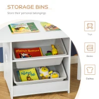 Qaba 3-Piece Kids Table and Chair Set Writing Desk with Storage Boxes Hollow Star Design for Toddler Activities 2-4 Years old, White(m-6)