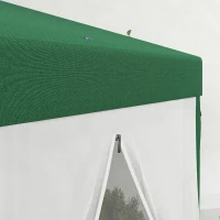 Outsunny 13' x 11' Outdoor Party Tent, Hexagon Sun Shade Shelter Canopy w/ Protective Mesh Sidewalls, Ropes & Stakes, Green(m-9)