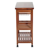 HOMCOM Wooden Kitchen Trolley Cart Basket Drawer Dining Storage w/Roller Holder Wood(m-9)