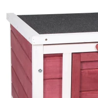 PawHut Wooden Rabbit Hutch Bunny Cage Outdoor Cat House Guinea Pig Cage Duck Shelter, Indoor Outdoor Use, 20"x16.5"x17", Red(m-9)