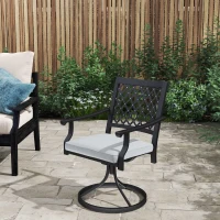 Outsunny Outdoor Patio Chairs Set of 2, Metal Swivel Rocker Chairs with Cushion and Armrests for Backyard, Garden, Patio(m-9)