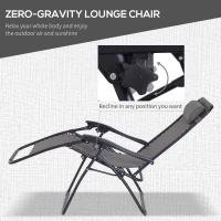 Outsunny Zero Gravity Chair Set of 2 Patio Chair with Side Table Cupholders and Pillows for Pool, Backyard, Lawn, Beach, Grey(m-4)