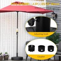 Outsunny Fillable Patio Umbrella Base Stand, Round Plastic Umbrella Holder for Outdoor, Patio, Garden, Deck and Beach, 46lb Capacity Water or 57lb Capacity Sand, Fit Dia 38mm Pole, Black(m-4)