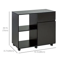 HOMCOM Filing Cabinet, Mobile Printer Stand with Open Storage Shelves, Drawer and Cabinet for Home Office, Black(m-3)