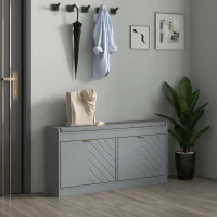 HOMCOM Shoe Storage with Seat, Upholstered Hallway Bench, Shoe Bench with 2 Flip Drawers and 4 Vents for 8 Pairs of Shoes(m-8)