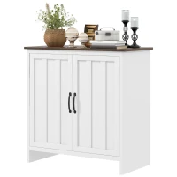HOMCOM Kitchen Sideboard, Modern Storage Cabinet with Beadboard Doors and Adjustable Shelf for Dining Room, White(m-2)