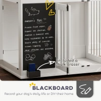 PawHut 39" Dog Crate Furniture Side End Table for Large Dogs w/ Blackboard, Three Doors, White(m-7)