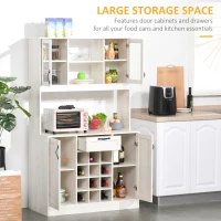 HOMCOM Kitchen Buffet with Hutch, Kitchen Pantry with Drawer and Wine Rack, White(m-5)