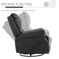 HOMCOM Manual Recliner Chair PU Leather Office Home Theater Single Sofa with Arm, Footrest, Nailhead Trim Padded Seat, 360° Swivel and Rocking Function for Living Room Bedroom Brown(m-4)