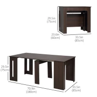 HOMCOM Extendable Dining Table, Expandable Kitchen Table for Small Spaces, Seats up to 6 People, Dark Brown(m-3)