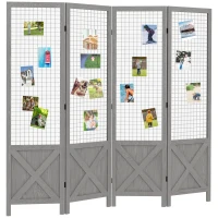HOMCOM 4.7' 4 Panel Room Divider, Indoor Privacy Screens for Home, Distressed Gray(m-11)