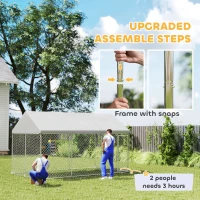 PawHut Galvanized Steel Outdoor Dog Kennel with Roof, Safety Lock, for Backyard, 13.1' x 7.5' x 7.8'(m-4)