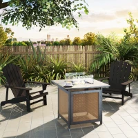 Outsunny Wood Adirondack Chair, Outdoor Patio Muskoka Chair with Slatted Design for Deck, Garden, Backyard, Fire Pit, Black(m-10)