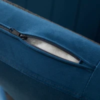 HOMCOM Modern 3-Seater Sofa, 78" Channel Tufted Sofa Couch with Velvet Fabric Upholstery, Steel Legs and Bed Slats for Living Room, Bedroom and Flat, Blue(m-10)