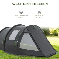 Outsunny 3-4 Person Easy Setup Cabin Tent with Two Room, Waterproof & UV30+ Camping Tent with Carrying Bag, Charcoal(m-5)