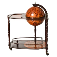 HOMCOM Rolling 28" Globe Wine Bar Stand Wine Cabinet Bottle Shelf Holder Wine Host Trolley with Wheels for 18 Bottles, Brown(m-9)