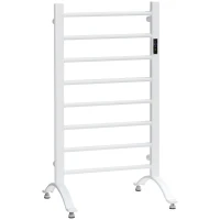 HOMCOM 8-Bar Heated Towel Warmer Rack with Built-in Timer and LED Indicators, Wall Mounted & Free Standing Carbon Steel Electric Towel Bar with Adjustable Temperature, White(m-2)
