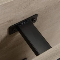 HOMCOM Home Office Computer Desk with Drawer and Storage Cabinet,  PC Workstation with Metal Frame, Writing Table, Oak(m-7)