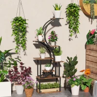 Outsunny Plant Stand Indoor, 8 Tier 62" S-Shaped Plant Shelf, Corner Plant Rack for Multiple Plants, Carbonised Finish(m-2)