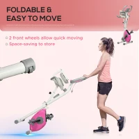 Soozier Foldable Magnetic Exercise Bike Indoor Stationary Upright Fitness Cycling Bike, 8 Level Quiet Magnetic Resistance, Pink(m-5)