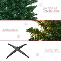HOMCOM 6' Tall Pre-Lit Slim Noble Fir Artificial Pencil Christmas Tree with 200 Warm White LED Lights and 390 Tips, for Christmas Decoration, Green(m-8)