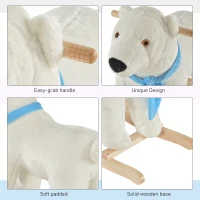 Qaba Kids Ride On Rocking Horse with Soft Polar Bear Body, Fun Roaring Sound, & Safety Handlebars/Footrests(m-6)