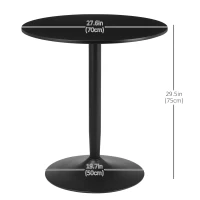 HOMCOM Modern Kitchen Table for 2 People, Round Dining Table with Steel Base for Living Room, Dining Room, Black(m-3)