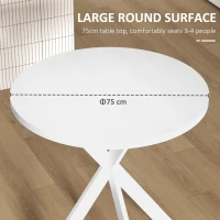 HOMCOM 29" Dining Table, Contemporary Round Kitchen Table with Steel Legs, White(m-5)