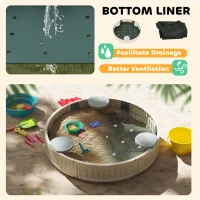 Outsunny Kids Outdoor Sandbox with Cover Waterproof Oxford Canopy, Bottom Fabric Liner for 3-12 years old, Backyard, Cream White(m-5)