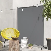 Outsunny Outdoor Room Divider with Castor Wheels, Rolling Privacy Screen for Patio Backyard Pool Hot Tub, 6ft Tall(m-8)