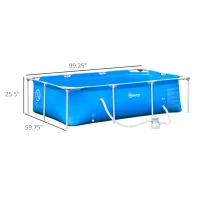 Outsunny 8.3ft x 5ft x 26in Frame Above Ground Swimming Pool Set with Filter Pump Filter Cartridge Reinforced Sidewalls Blue(m-3)