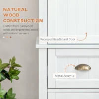 HOMCOM 72" Kitchen Cabinet, Kitchen Pantry Cabinet with 4 Doors, 2 Adjustable Shelves and Drawer, Distressed White(m-4)